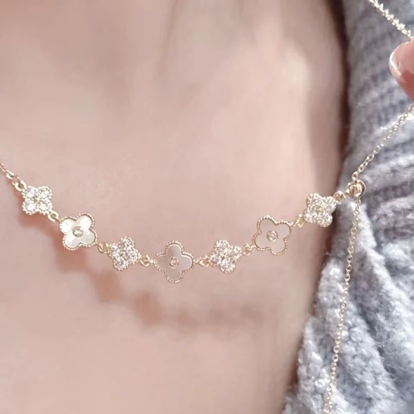 钛钢项链 幸运四叶草项链女高级四叶花天百搭四叶草项链四叶草ins