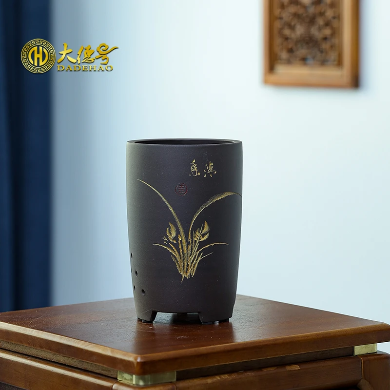 黑泥小笔筒一只带托盘