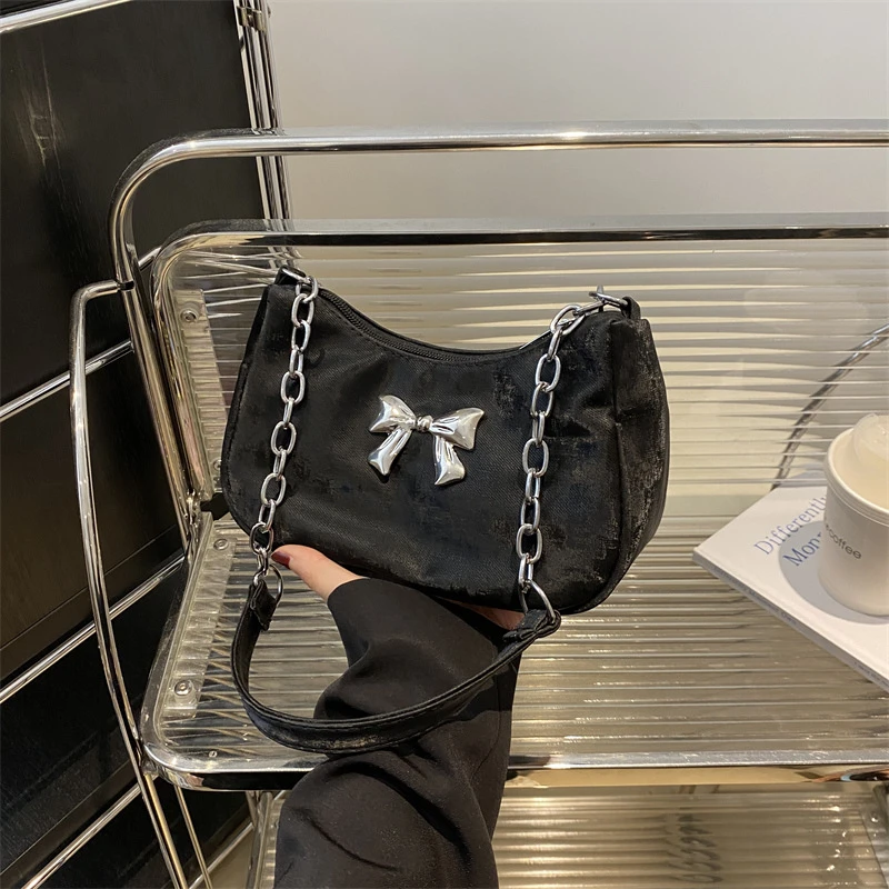 洋气简约蝴蝶结小众设计链条单肩包包女2024春夏新款百搭ins女包