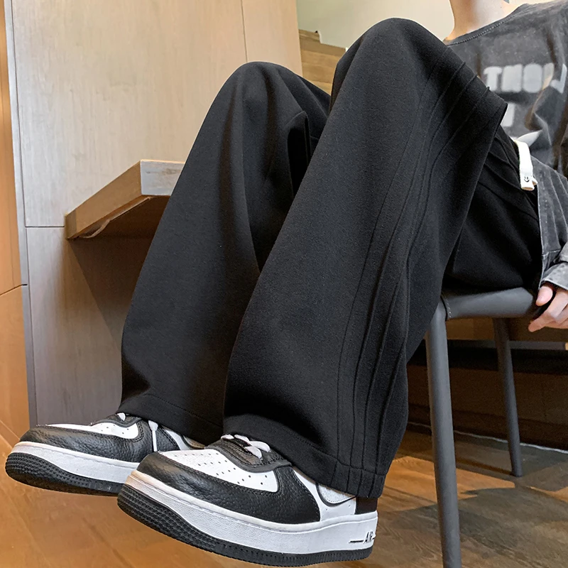 美式裤子男春秋重磅垂感宽松直筒薄款百搭卫裤潮牌休闲裤长裤子