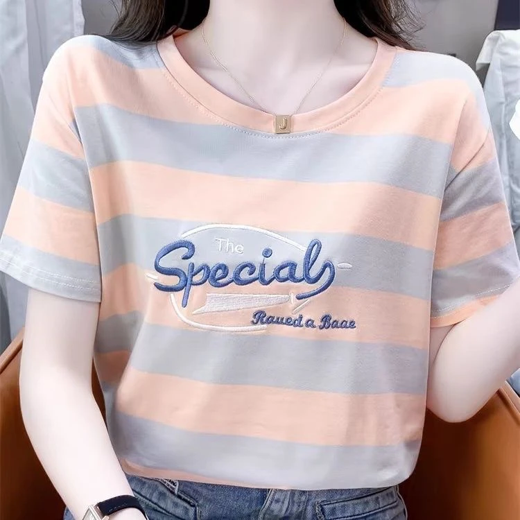 新款洋气显瘦韩版条纹简约体恤