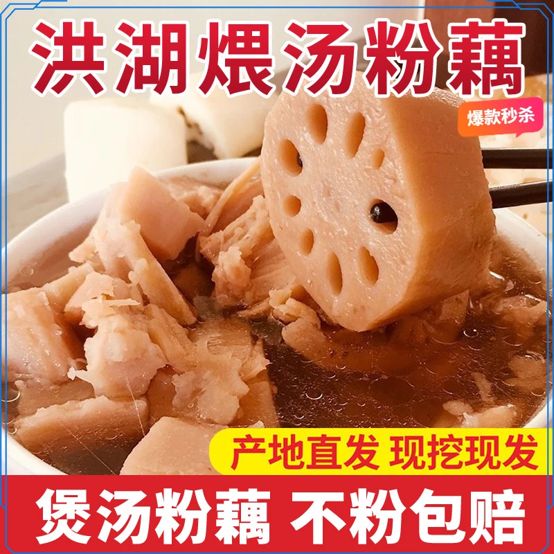 汤糯米藕湖北洪湖粉藕煲软糯新鲜莲藕面藕现挖现发整箱特惠3/5斤