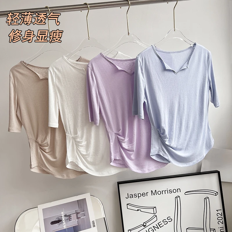 新天丝雪花性感运动上衣女 罩衫跑步透气短袖T恤显瘦健身瑜伽服夏