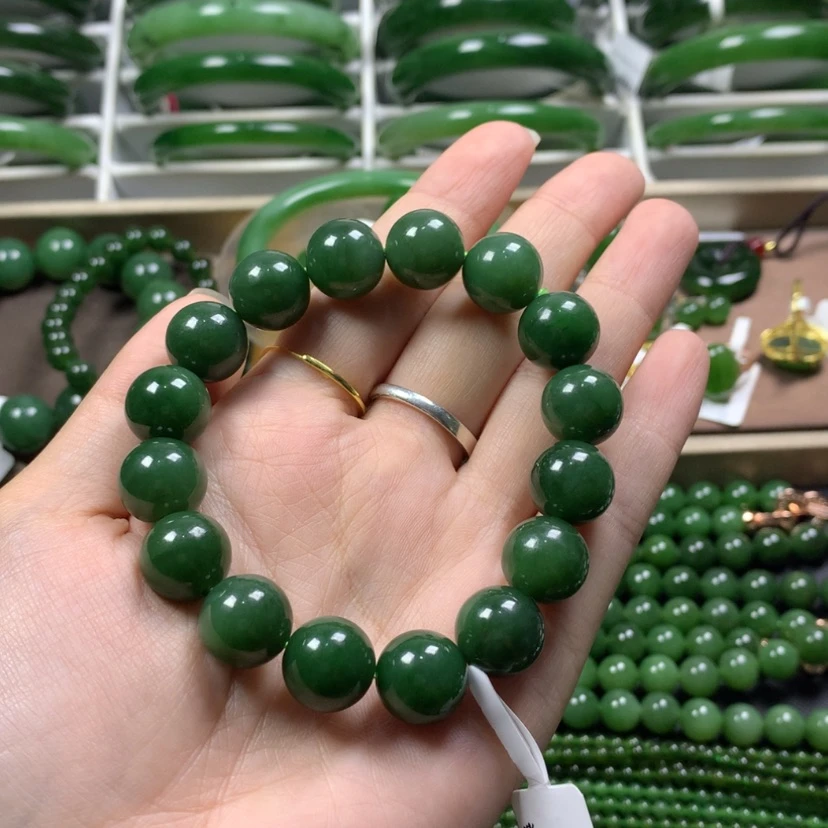 【闪购商品】和田玉（碧玉）手串未镶嵌无黑点卡13