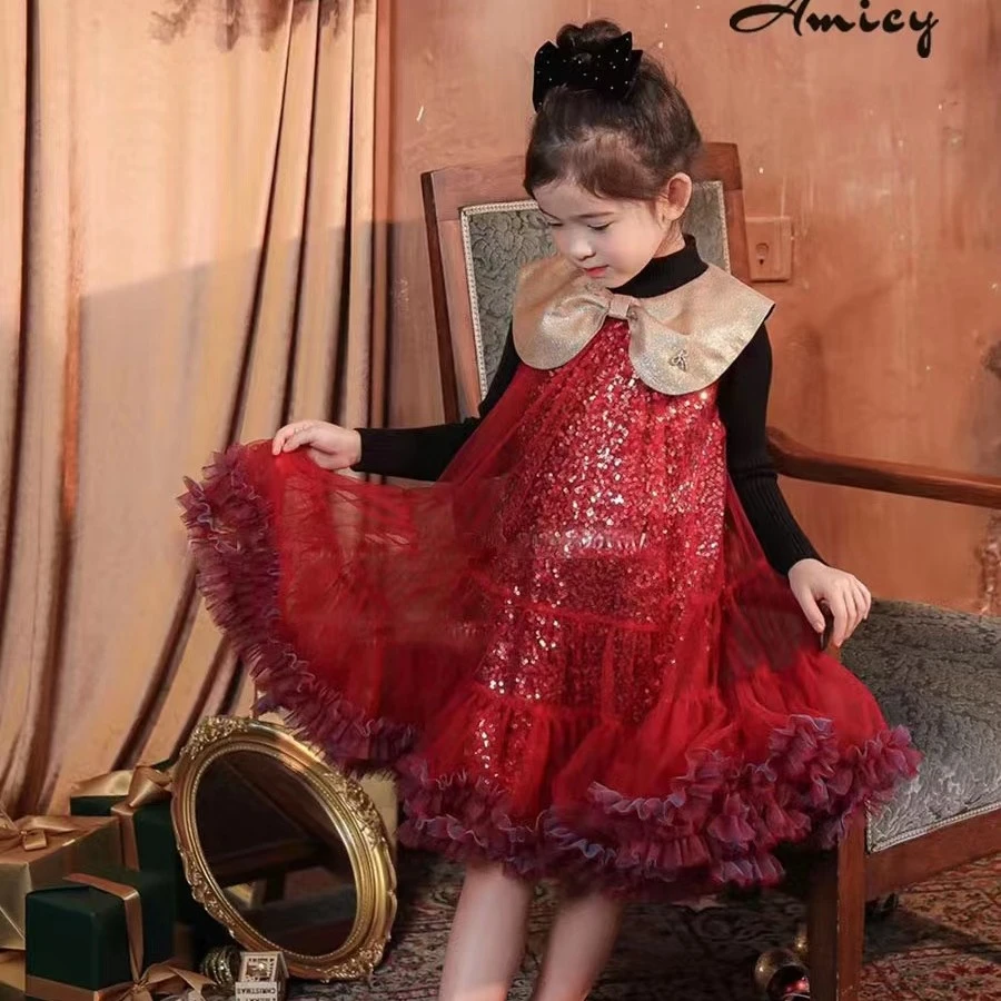 【冬上新] 蝴蝶结领气质背心裙连衣裙纱裙  熙熙可可童品 LYQ2311