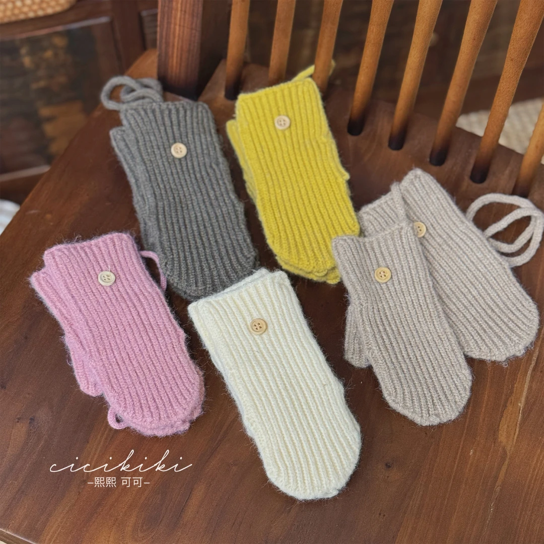 现货【手套】儿童时尚可爱冬季保暖针织纯色手套熙熙可可童品ST2305