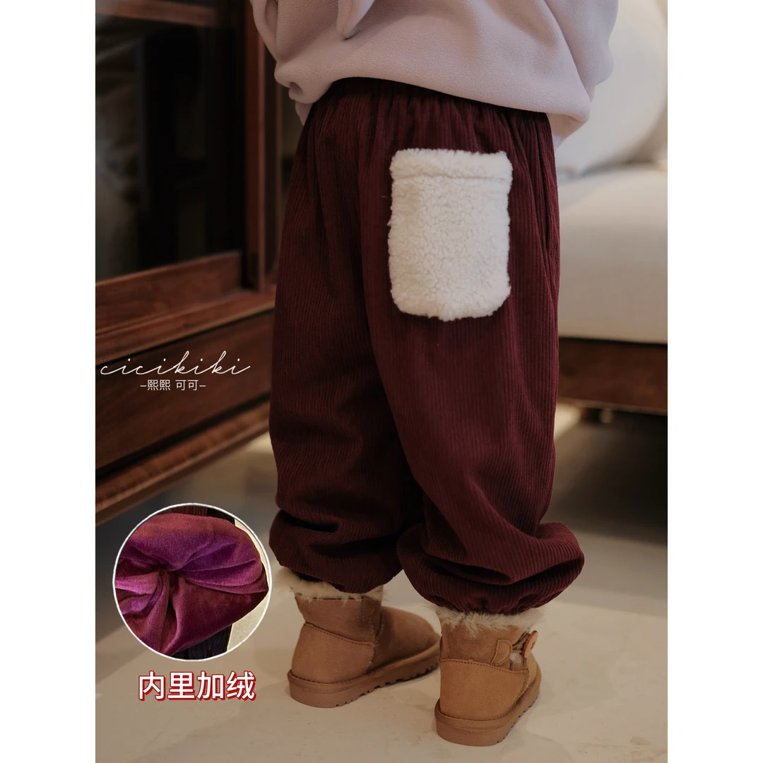 【小莫】儿童童装秋冬时尚加绒保暖灯芯绒裤子 熙熙可可KZ24107