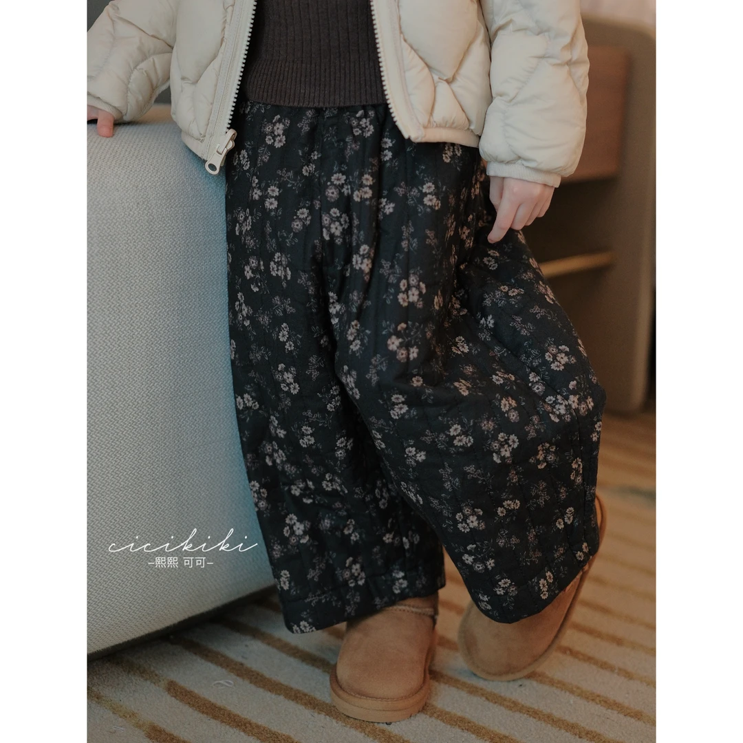 G现货【花裤裤】冬季休闲女童时尚百搭直筒棉裤子熙熙可可KZ24106