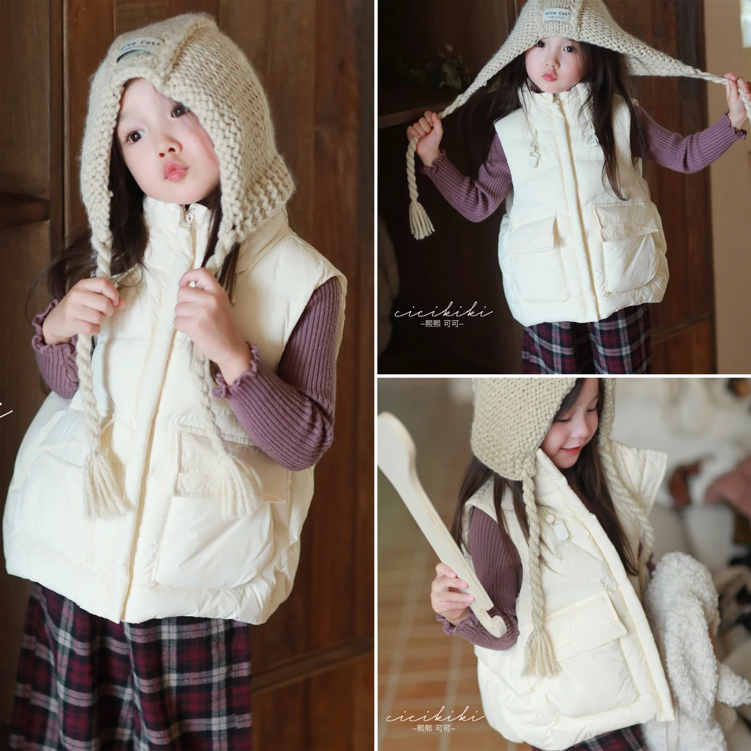 现货【雪宝宝】儿童冬季新洋气亲子白色羽绒服马甲熙熙可可XX23012