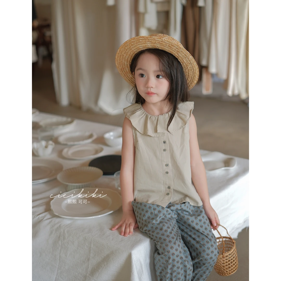 现货【恩纳】女童夏款韩版儿童无袖背心时尚休闲百熙熙可可BX2435