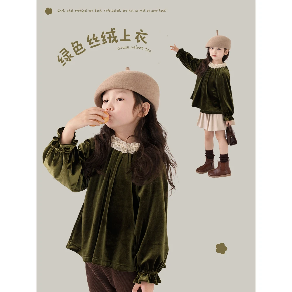 现货【雾里】女童童装百搭上衣时尚可爱儿童丝绒上衣熙熙可可SY2370