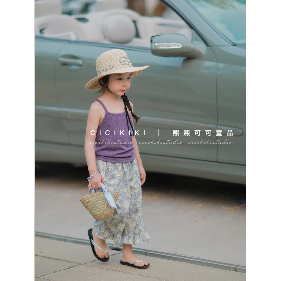 现货【小小】女童夏季新百搭洋气吊带背心熙熙可可BX2308