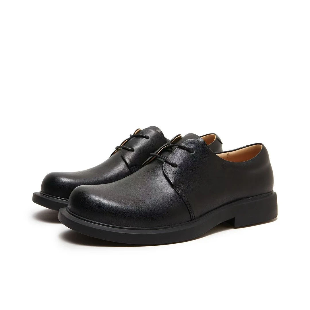 商务休闲头层牛皮大头皮鞋