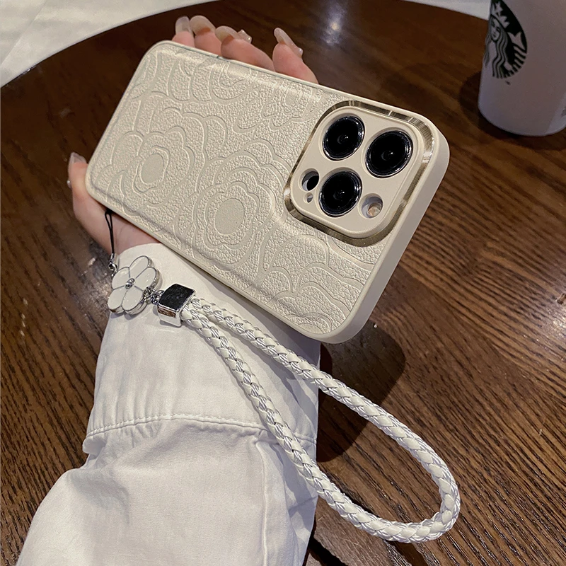 适用苹果14promax手机壳小羊皮高级感iphone13复古皮纹山16promax