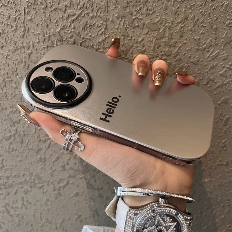 适用苹果15promax手机壳新款iphone14pro黑圆镜磨砂银Hel16promax