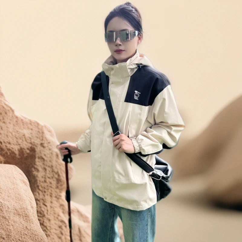 保罗骆驼三合一防风防水冲锋衣外套户外登山运动休闲男女连帽服饰