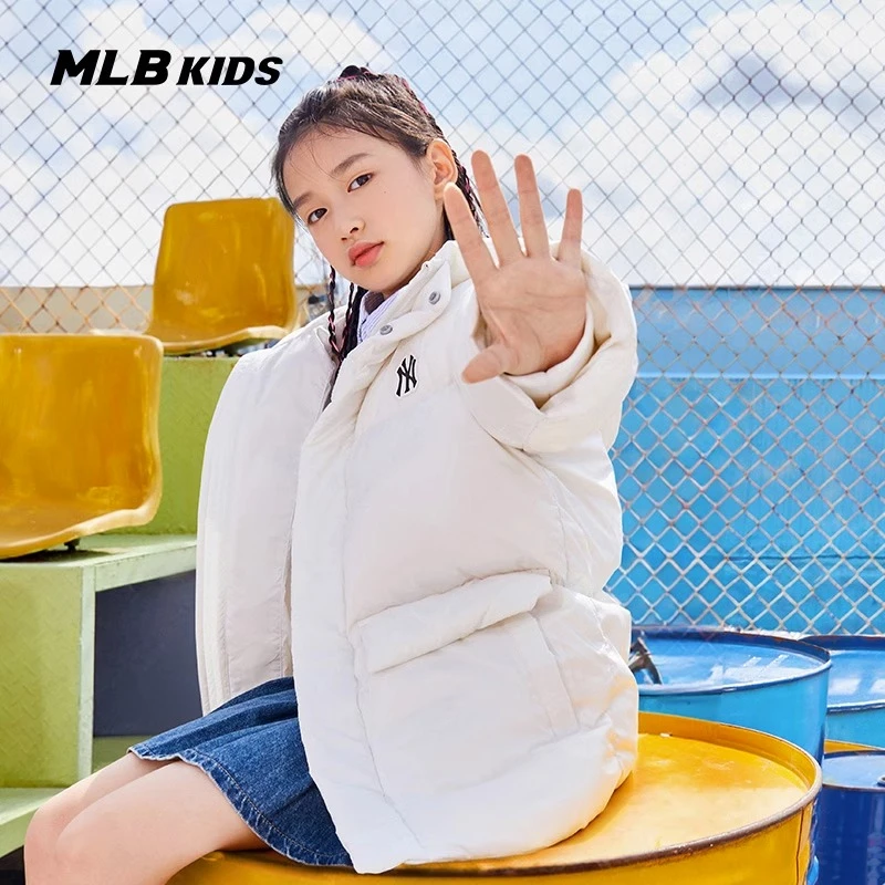 MLB【商场同款】儿童经典队标长款连帽羽绒服锁温童装外套7ADJJ0136