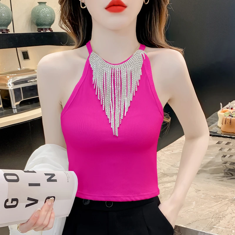 无袖背心女夏季2025年新款独特别致挂脖小吊带性感短款内搭上衣女