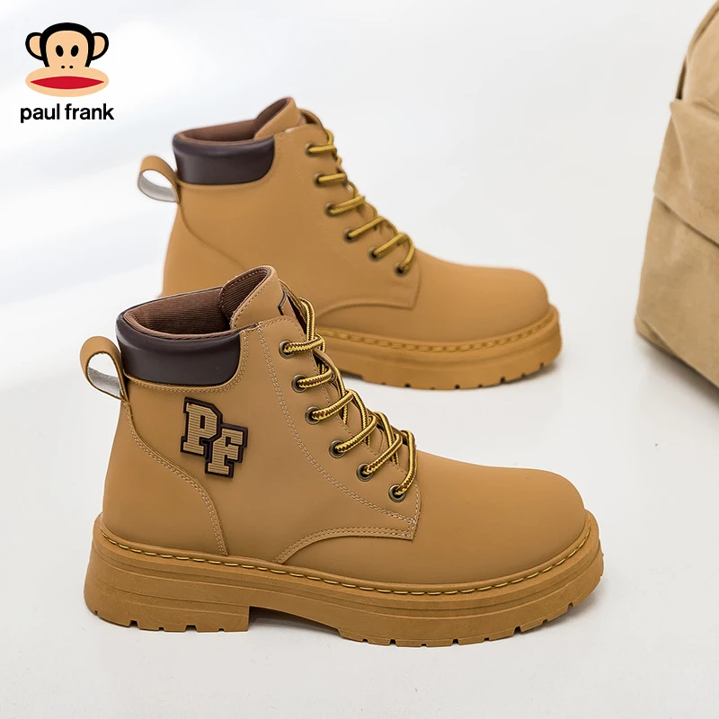 大嘴猴马丁靴女秋季新款英伦风鞋户外登山短靴子工装大黄靴男情侣