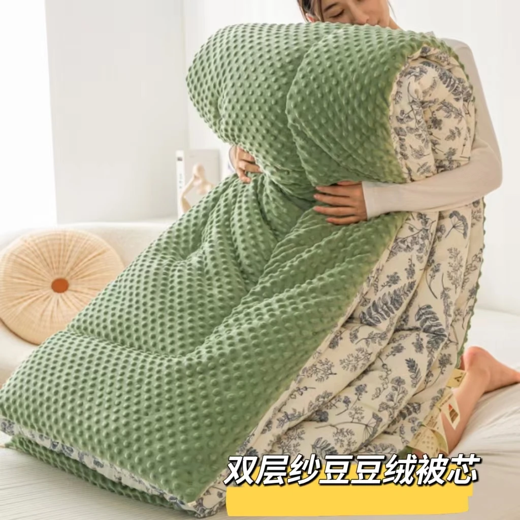 冬季豆豆被加厚冬被保暖豆豆绒被芯可机洗加绒被子宿舍.单双人被