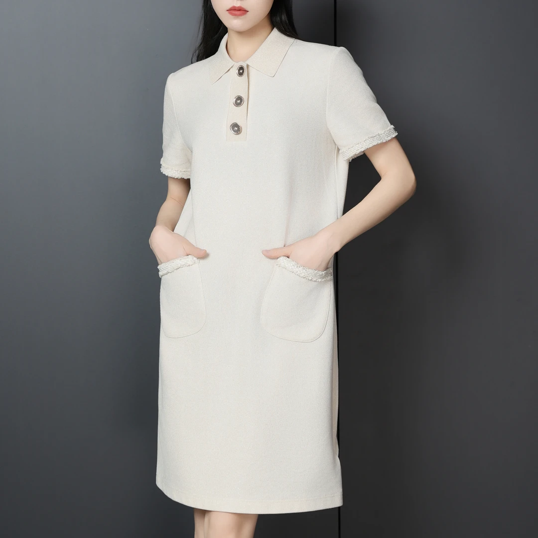GIRDEAR/哥弟小香风连衣裙优雅高级POLO领气质显瘦短裙1500297