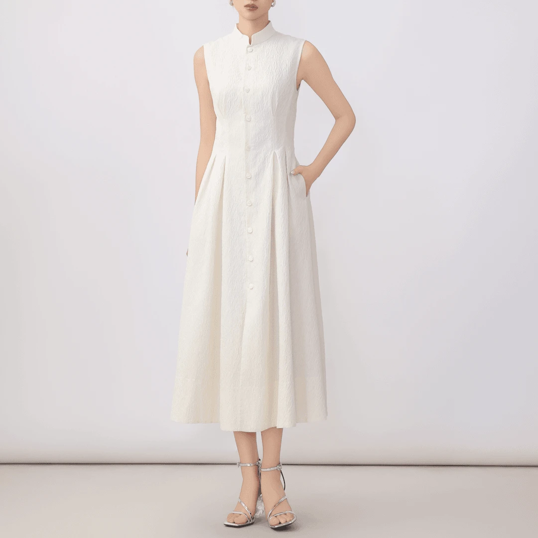 GIRDEAR/哥弟【新中式】复古气质优雅修身收腰无袖连衣裙1500535