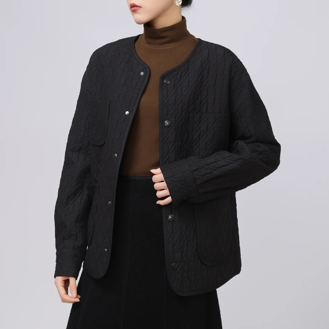 GIRDEAR/哥弟秋冬雅丹风肌理感棉服新中式美拉德简约外套1400767