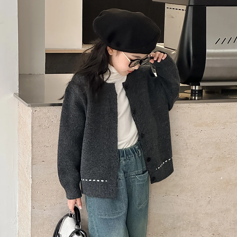 女童毛衣韩版休闲儿童秋冬2024新款时尚百搭加厚针织衫秋季宽松