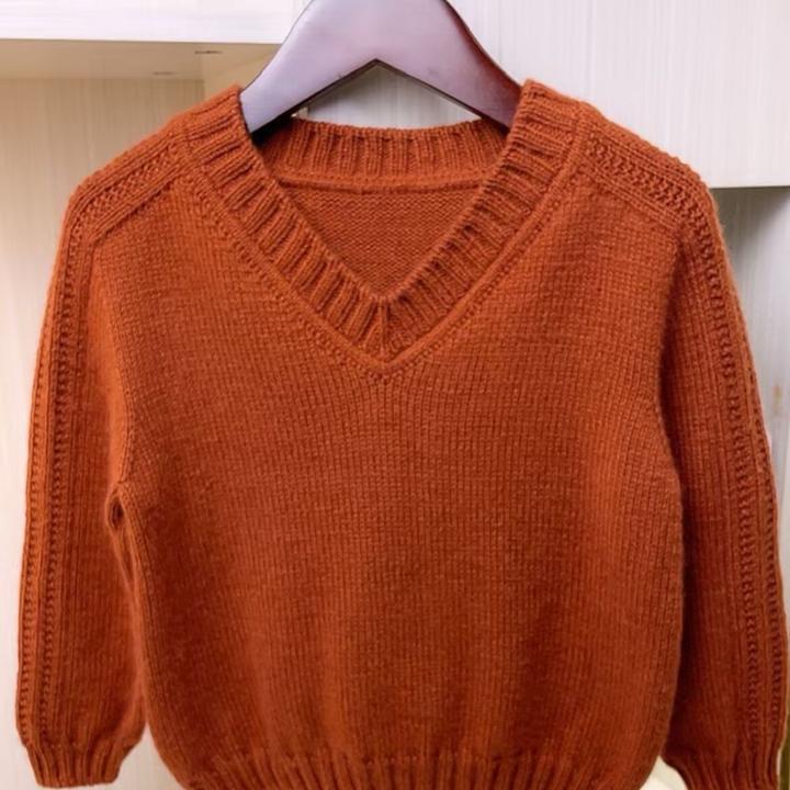 钻石山羊绒手编线(50g)V领马鞍肩