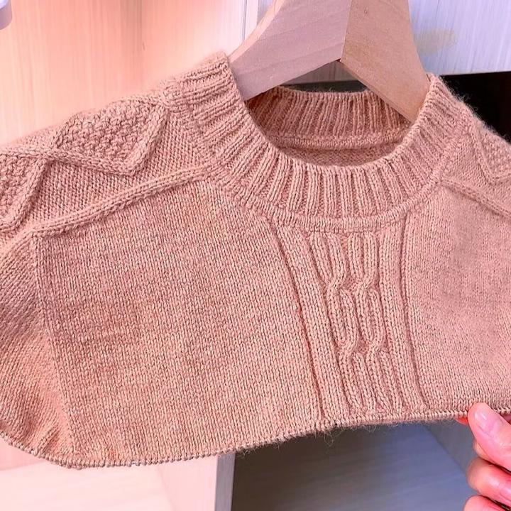 钻石山羊绒手编线(50g)圆领马鞍肩