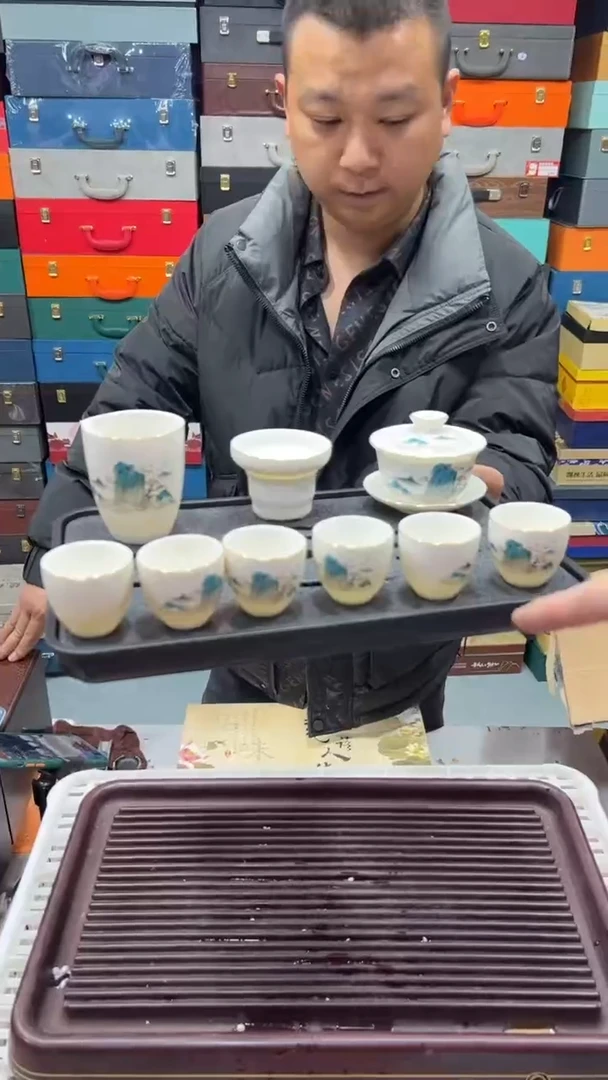 【闪购商品】陶瓷瓷片茶具+茶盘