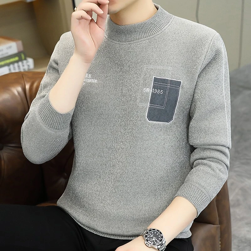 DYXWOLEN一体绒毛衣男2023新款秋冬季加厚加绒卫衣服男保暖针织衫