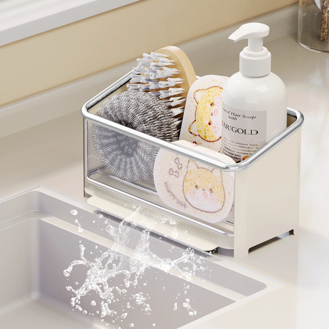 厨房沥水架水槽边海绵抹布台面收纳洗手台置物架水池钢丝球收纳架