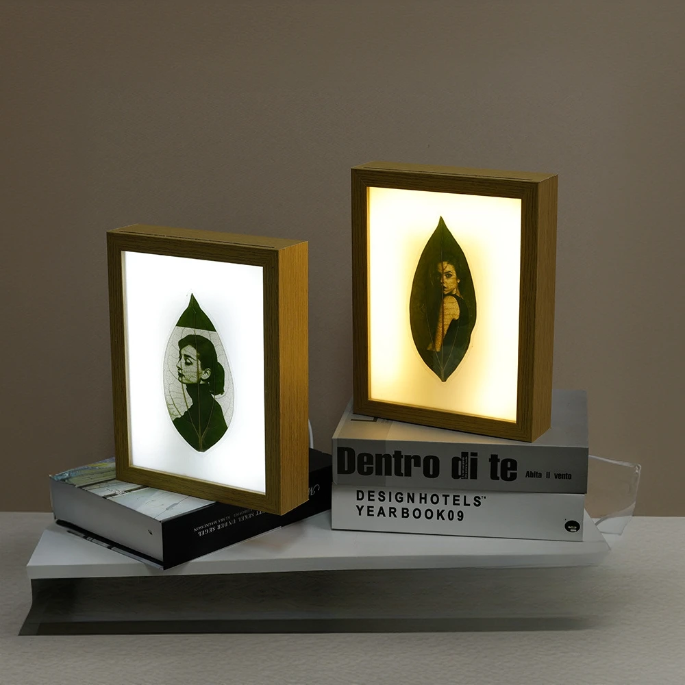 【单相框】叶雕相框三色灯源叶雕照片礼物送女生送女友节日生日相框