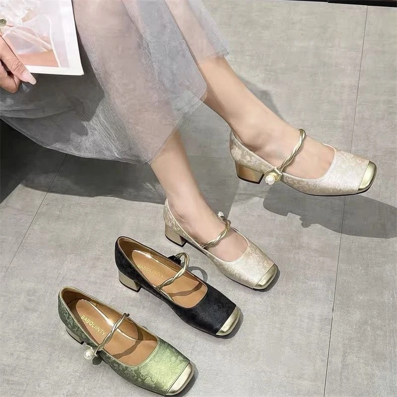 【翘颜品牌】2024百搭方头复古新中式舒适软底凉鞋中国风女单鞋332