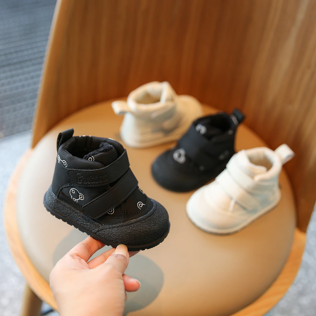 婴儿棉鞋冬季新款小童软底宝宝学步鞋女童保暖加绒鞋高帮男童鞋子