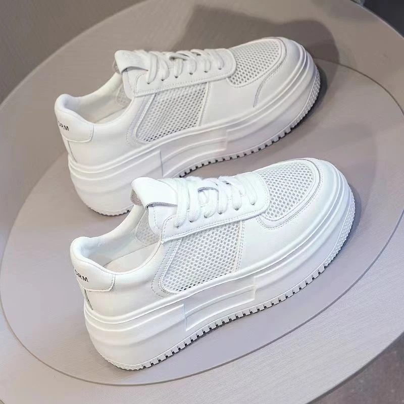 断码小白鞋女秋季厚底网面百搭透气休闲板鞋子3812