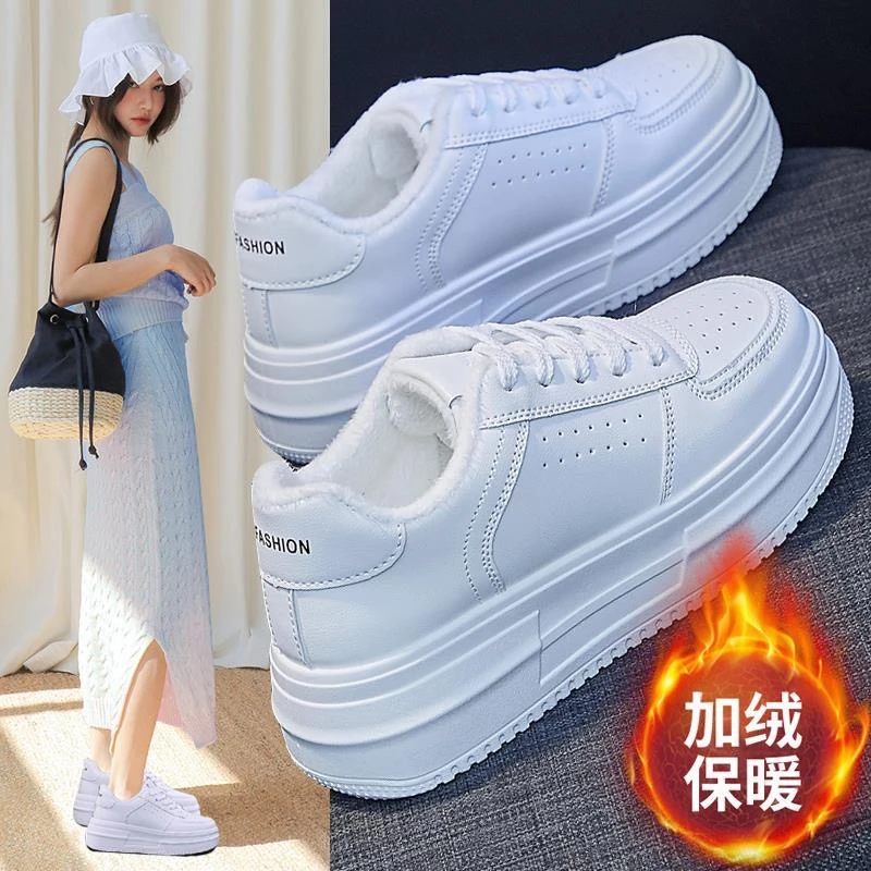 断码小白鞋女冬季加绒保暖休闲白色板鞋百搭运动鞋子Q9