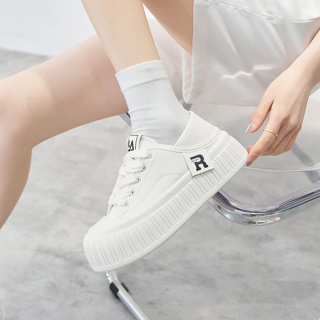 小白鞋女春季厚底休闲板鞋两穿饼干面包鞋百搭运动鞋子S03