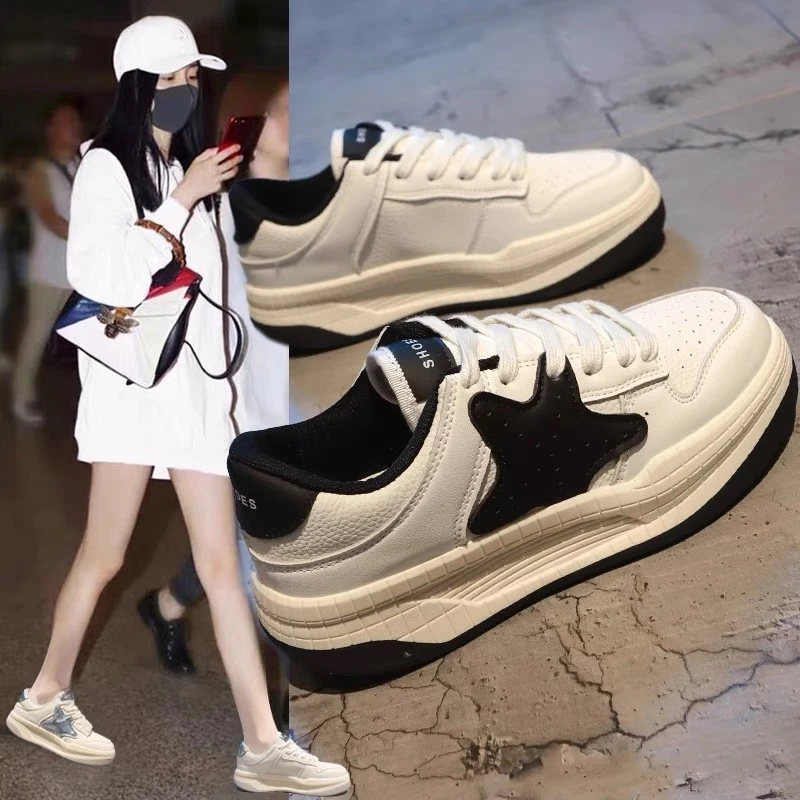 断码星星板鞋女新款美拉德时尚松糕厚底休闲小白鞋女运动鞋子AA2