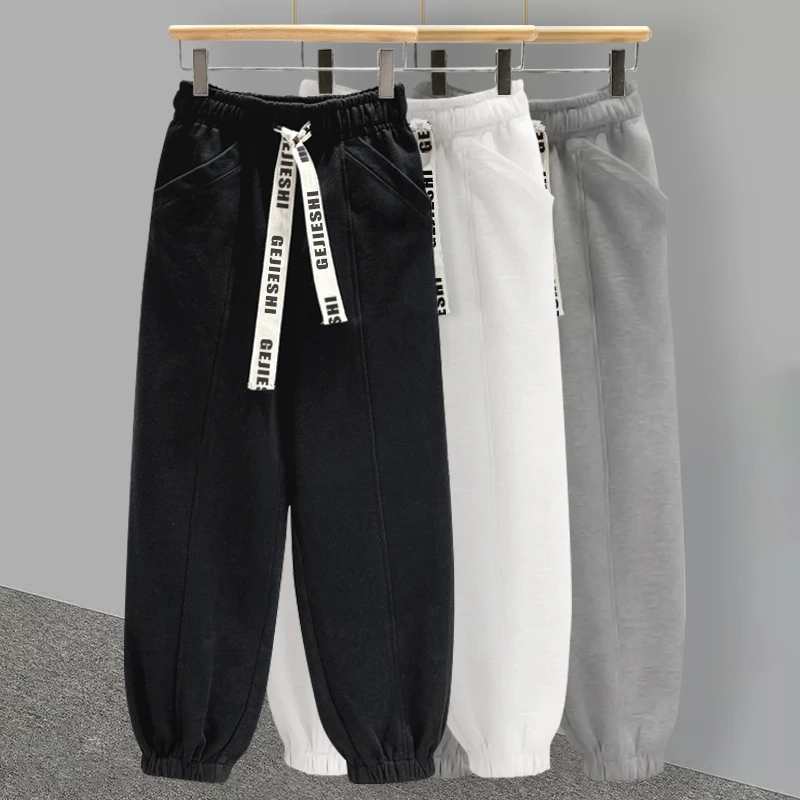 潮牌纯色工装卫裤男春秋韩版潮流休闲时尚宽松百搭抽绳束脚休闲裤