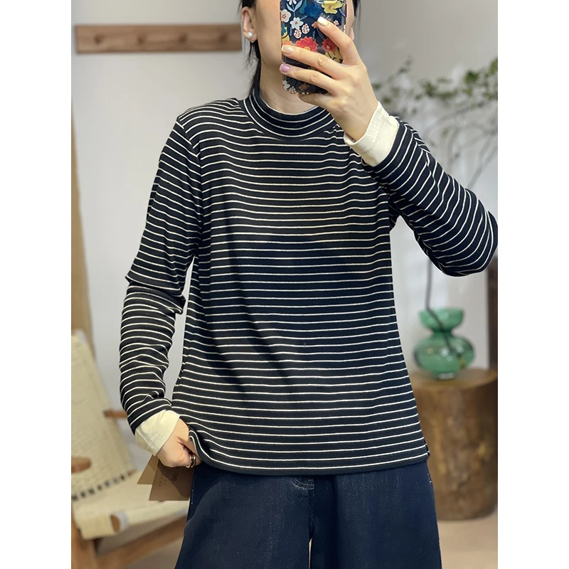 Daoi/丹丹 66171-拼接条纹卫衣