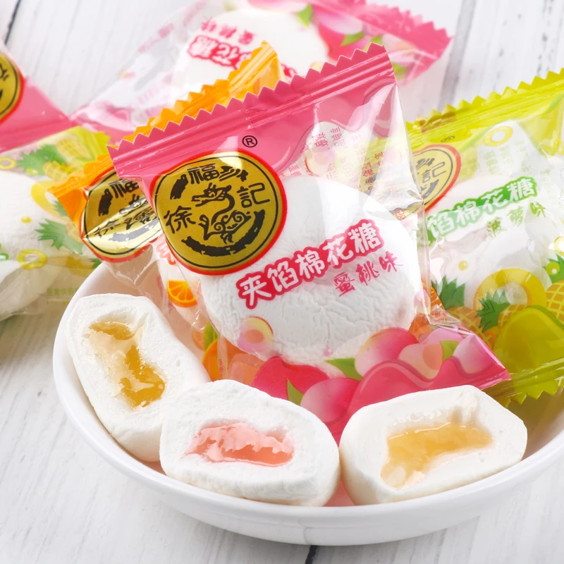 徐福记夹馅棉花糖64g*2袋 果酱夹心软糖年货喜糖儿童休闲零食XF