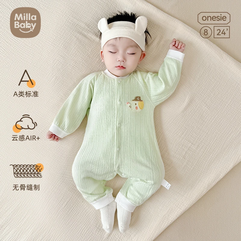 宝宝秋季衣服婴儿连体衣春秋款纯棉满月新生幼儿秋装哈衣外出睡衣