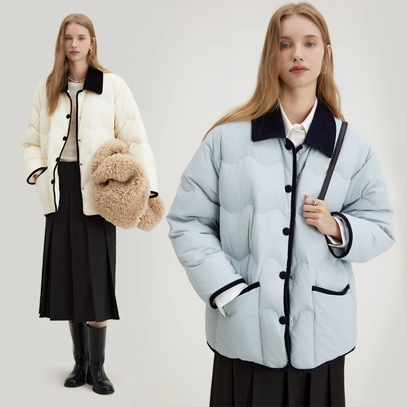 范洛 马卡龙色系灯芯绒轻薄羽绒服FD23Y006推广3