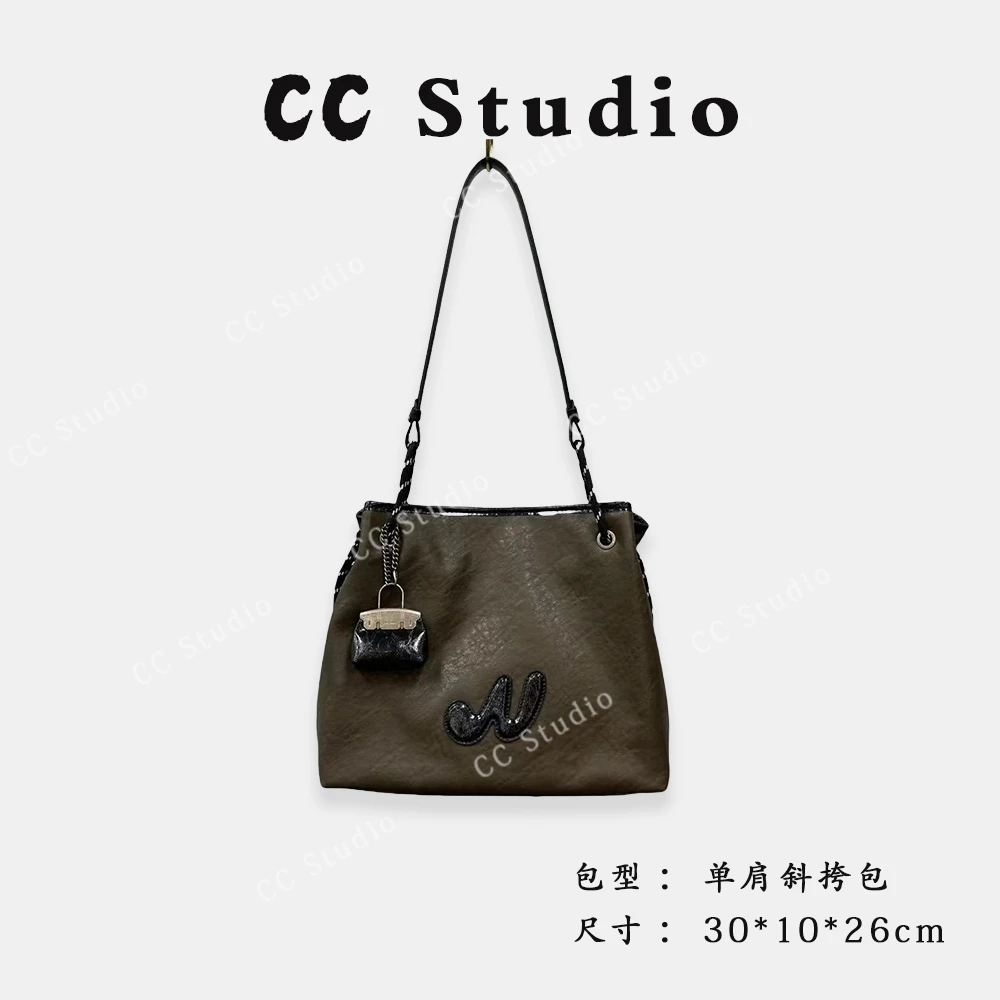 【尚恩CC】QYX-81327-松茶色-轻奢时尚简约百搭女士新款单肩中大包