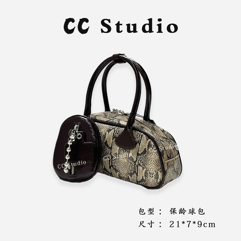 【尚恩CC】SK-82659-杏色/咖啡蛇纹-轻奢百搭女士新款手提包