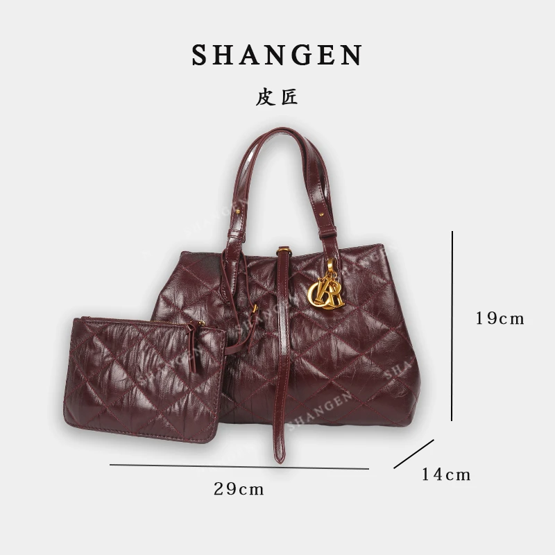 【尚恩CC】SKL-5372-酒红-轻奢女士新款手提购物袋包