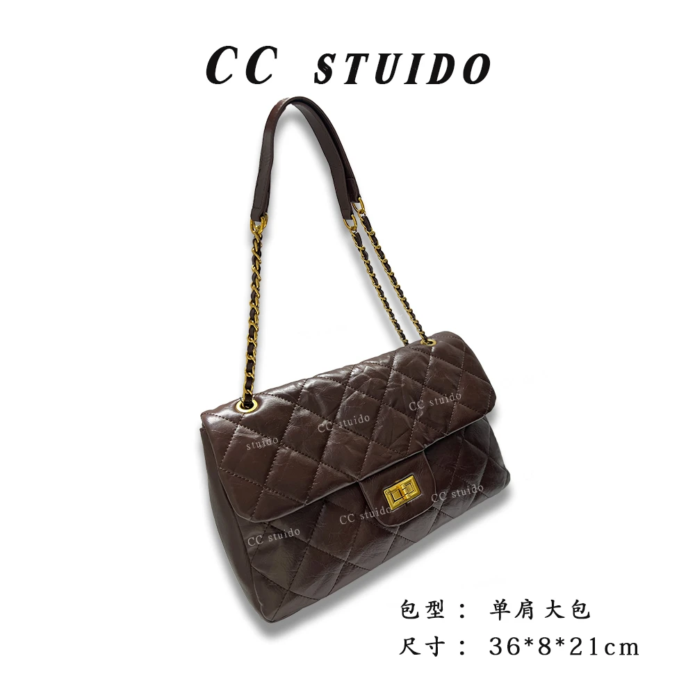 【尚恩CC】QYX-9627-深咖-轻奢百搭女士新款单肩中大包