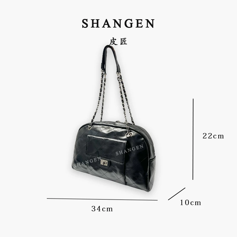 【尚恩CC】SK-62616-黑色-轻奢时尚女士新款单肩菱格斜挎包